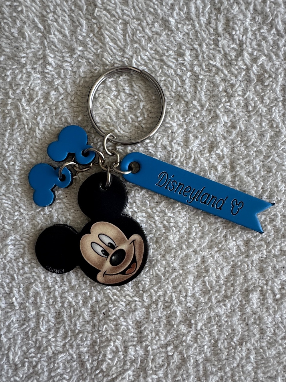 Disney Mickey Mouse Black and Blue Disneyland Leather Keychain Bag Charm